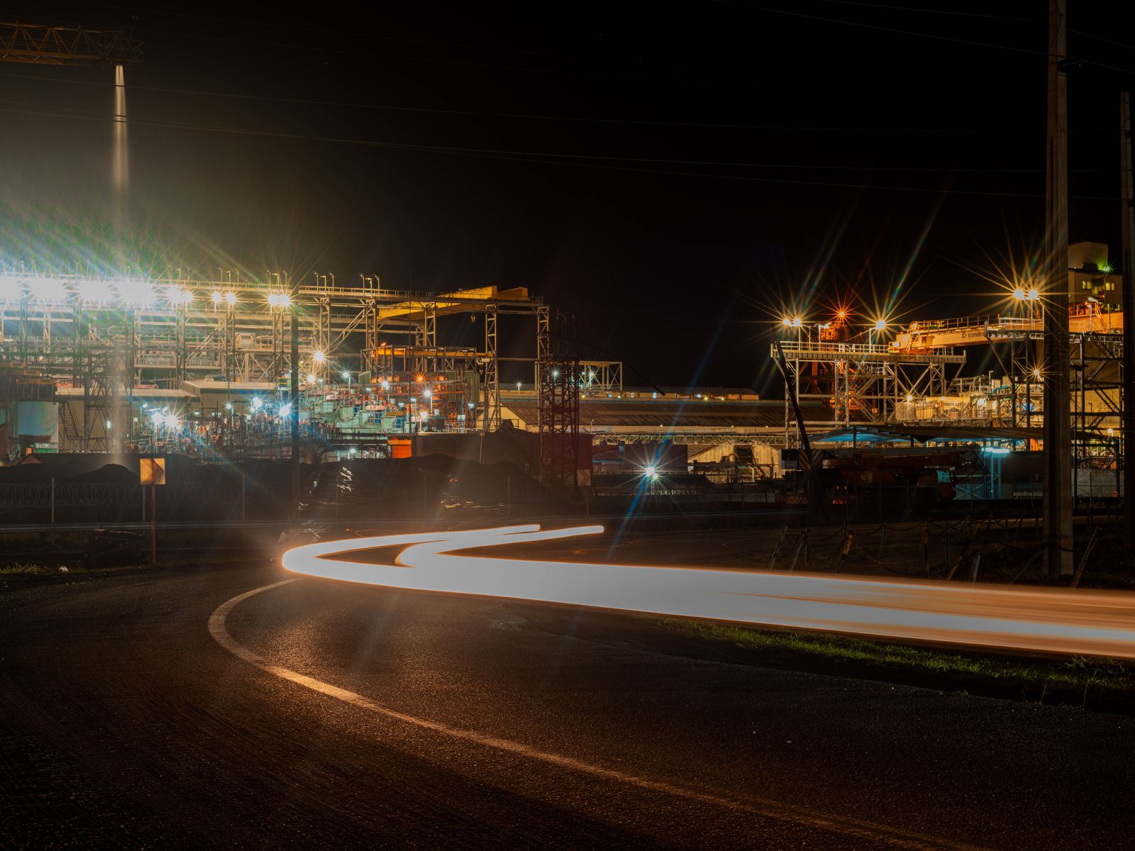 Night view of the Siyanda Bakgatla Platinum Mine processing plant